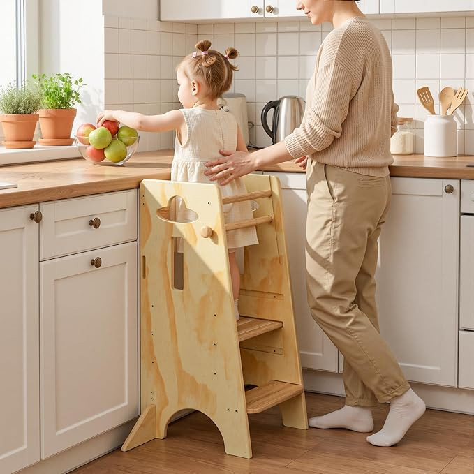 COSYLAND Height Adjustable Toddler Standing Tower(NO Wide Back Panel) - Super Stable Kids Kitchen... | Amazon (US)