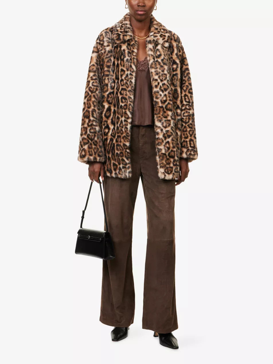 Sable Leopard-Print Faux-Fur Coat | Selfridges