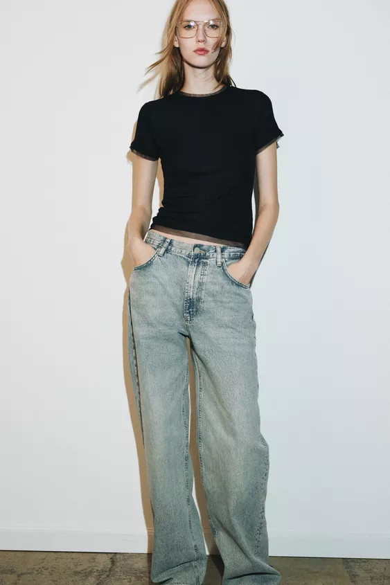 T-SHIRT WITH TULLE DETAIL | Zara UK