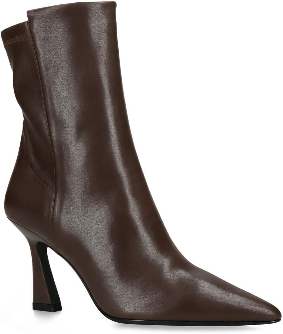 Coutgo Womens Ankle Boots Kitten Heel Pointed Toe Booties Zip Dress Shoes | Amazon (US)