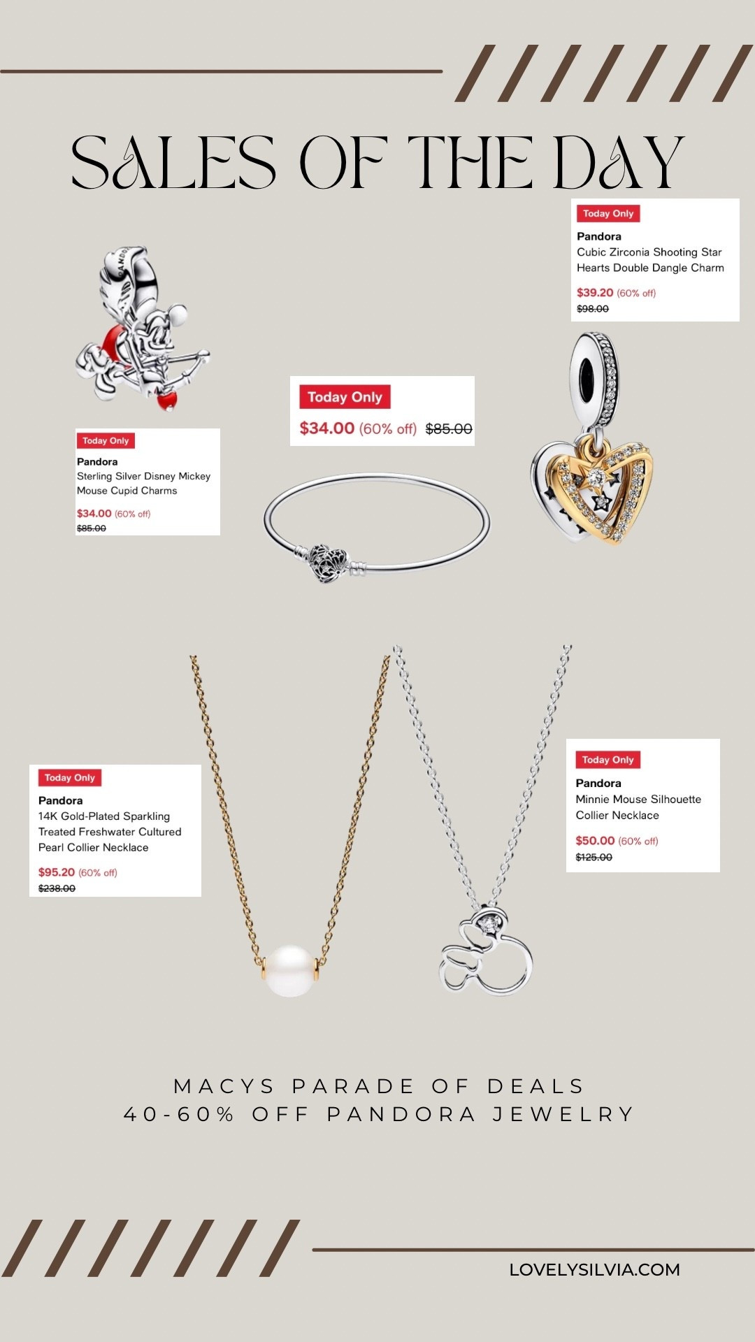 TODAYS Macys parade of deals ❤️ 

Pandora jewelry is 40-60% off and great gifts for her this holiday season! 

Gift ideas for her, gifts for her, gifts for women, jewelry gift ideas, pandora jewelry 

#LTKHoliday #LTKSaleAlert #LTKStyleTip
