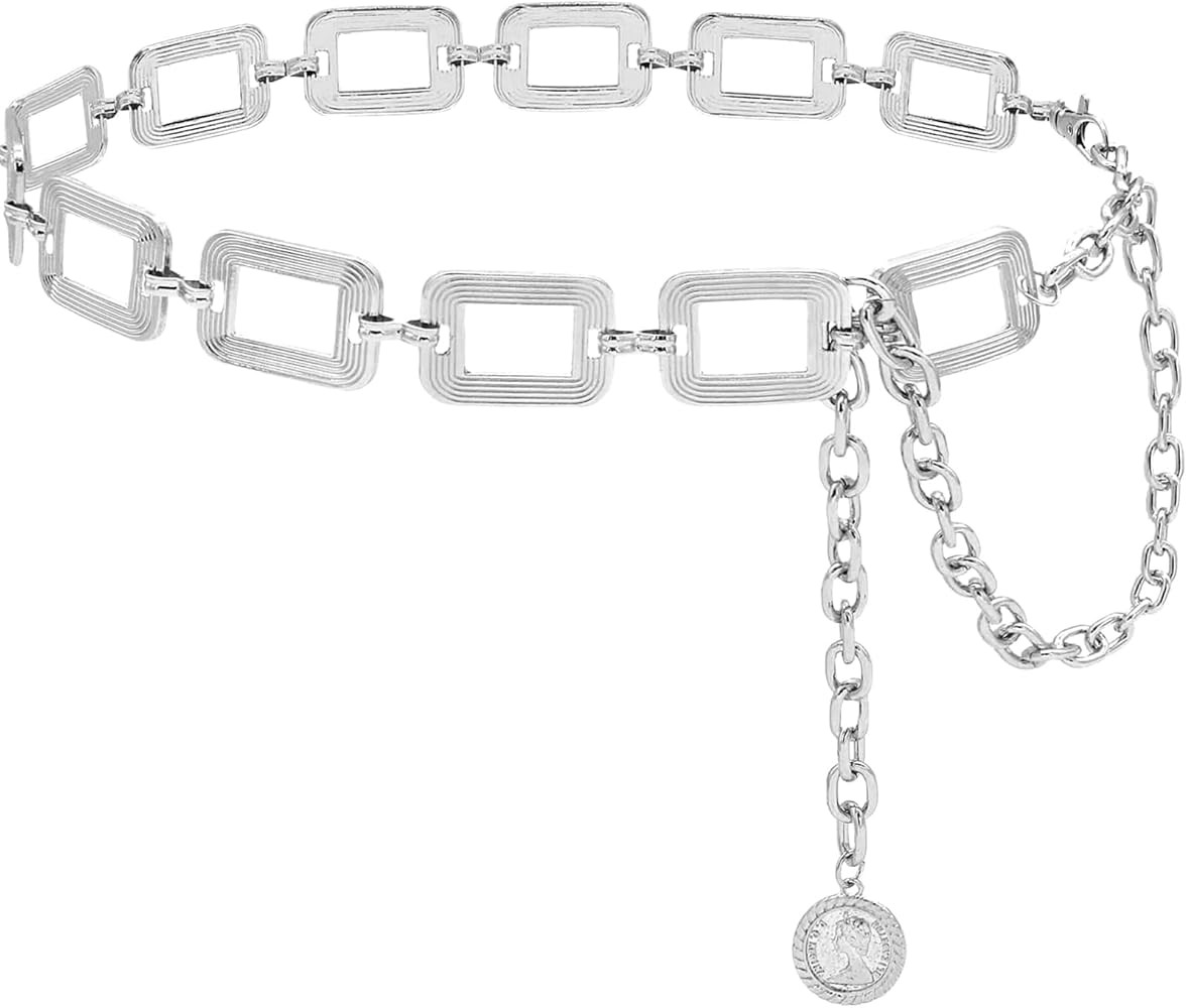 Women's Metal Waist Chain Chunky Body Jewelry Belly Link Belt | Amazon (US)