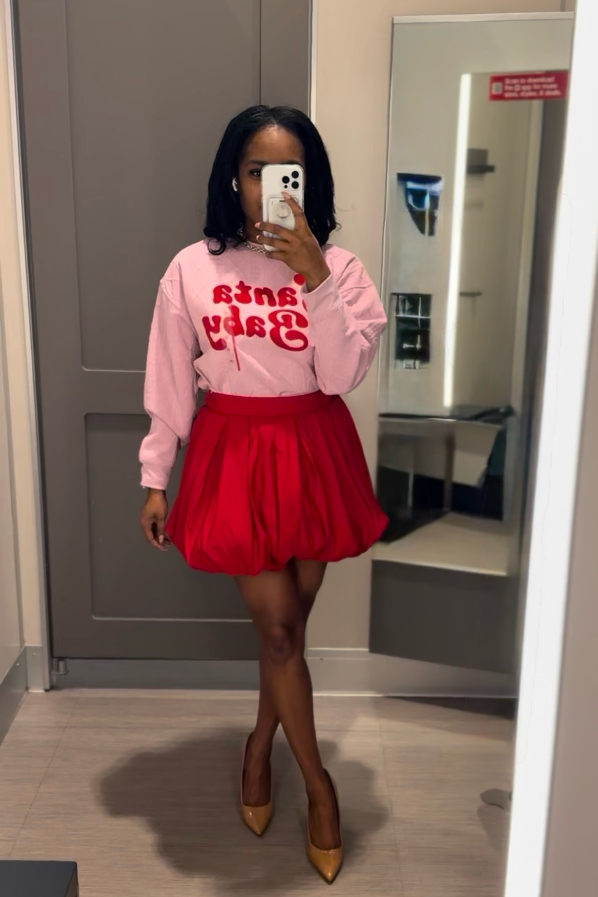 Channeling my inner ‘Santa Baby’ this season with this playful sweatshirt and flirty red bubble skirt—perfect for spreading holiday cheer in style! Shop this festive look for your holiday parties and cozy nights under the tree 🎄🎅.

#SantaBabyVibes #HolidayFashion #FestiveStyle #OOTD #LTKHoliday #HolidayOutfitInspo

#LTKHoliday #LTKSeasonal #LTKGiftGuide