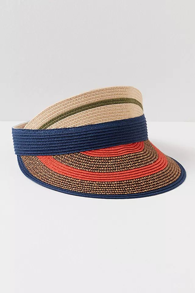 Striped Beach Day Straw Visor | Free People (Global - UK&FR Excluded)