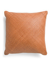 20x20 Genuine Leather Front Woven Pillow | TJ Maxx