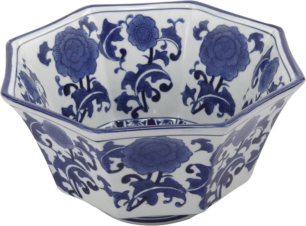 A&B Home, 10.5-Inch Ren Blue and White Centerpiece Bowl | Amazon (US)