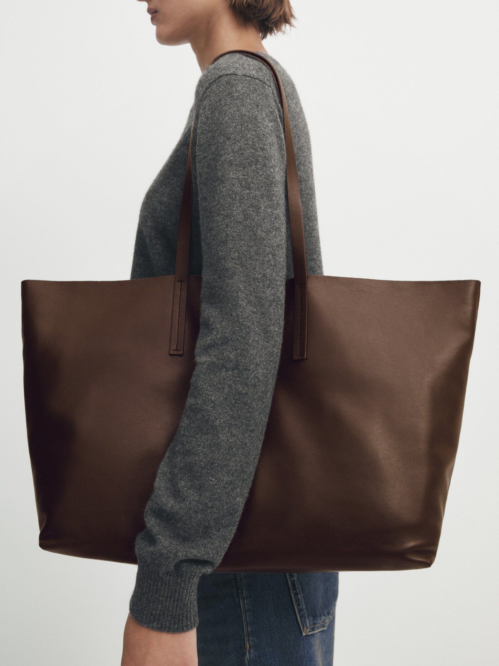 Nappa leather tote bag | Massimo Dutti (US)