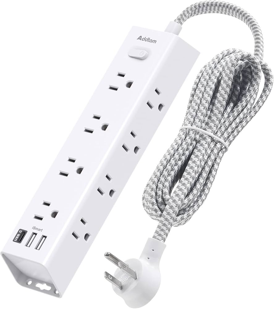 Desk Power Strip Surge/Overload Protector - Flat Plug, Power Strip, 12 Widely AC Outlets 3 USB (1... | Amazon (US)