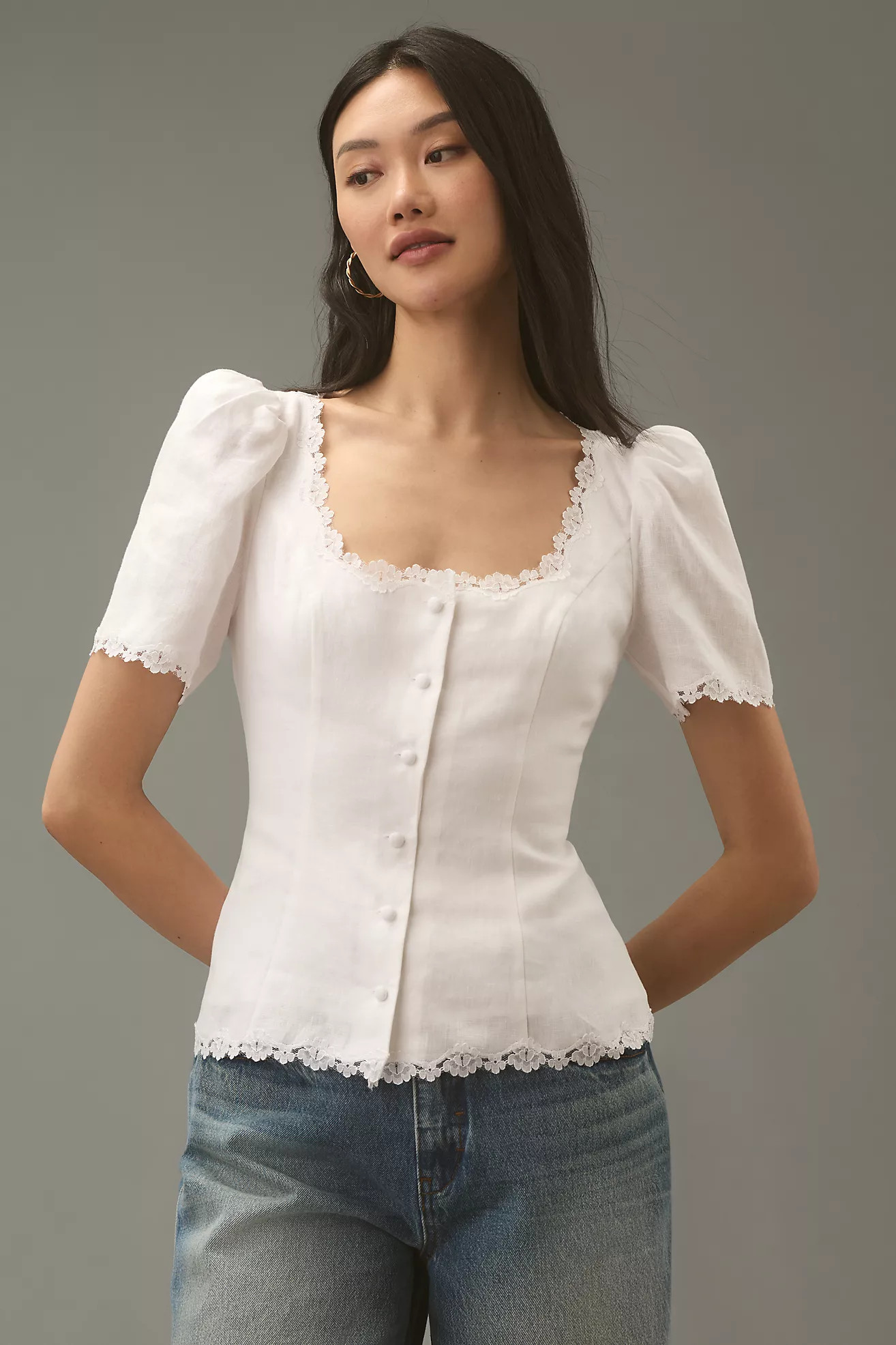 Reformation Anabella Linen Top | Anthropologie (US)