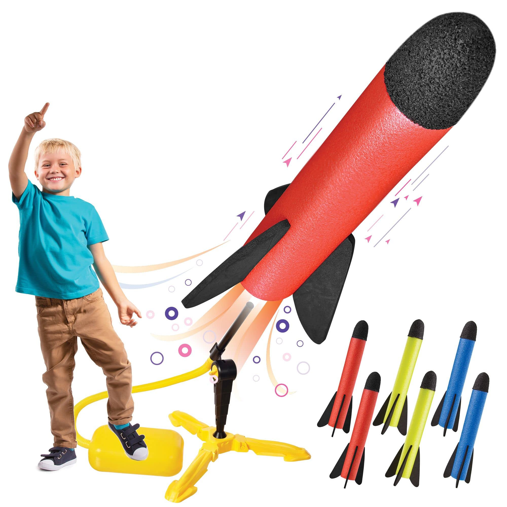 Toy Rocket Launcher for kids – Shoots Up to 100 Feet – 6 Colorful Foam Rockets and Sturdy Lau... | Amazon (US)