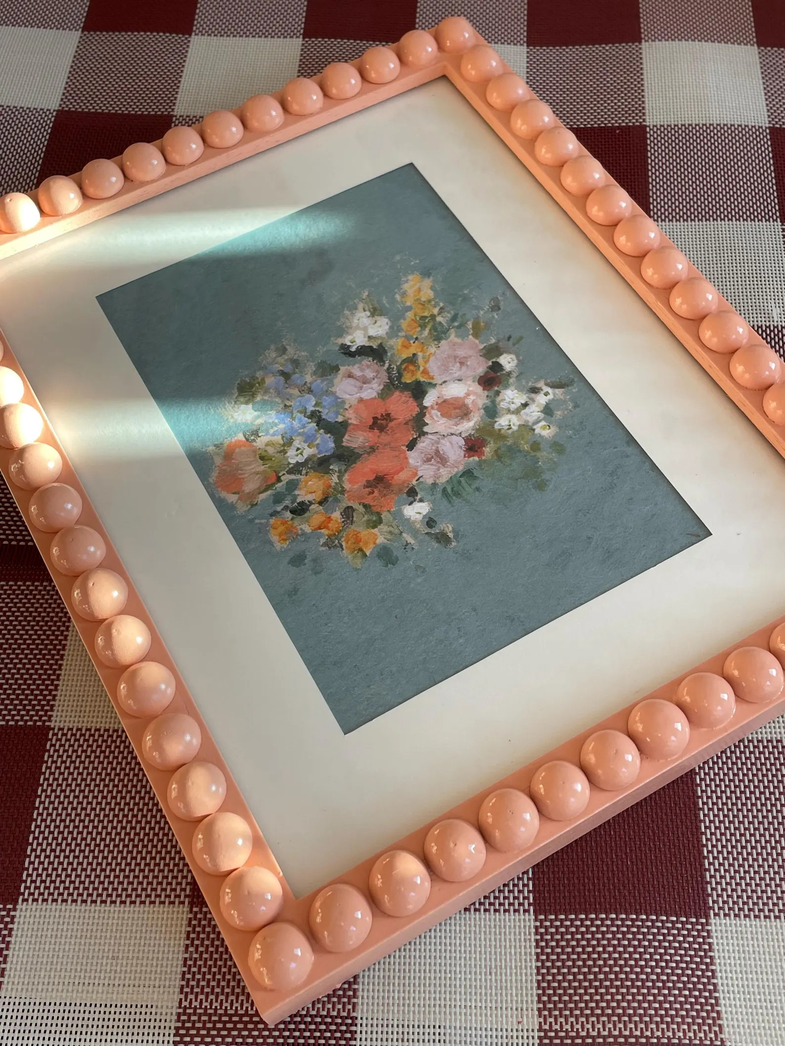 Wooden Bobbin Bobble Photo Frame with floral print, Picture Frame, Hand Painted, Glossy Lacquered | Etsy (Global)