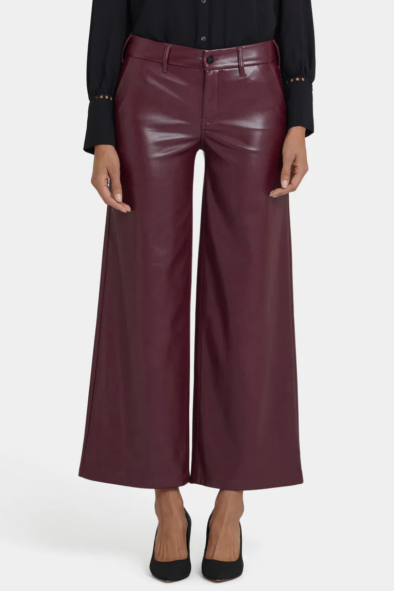Vegan Stretch Leather Wide Leg Trouser Pants | NYDJ