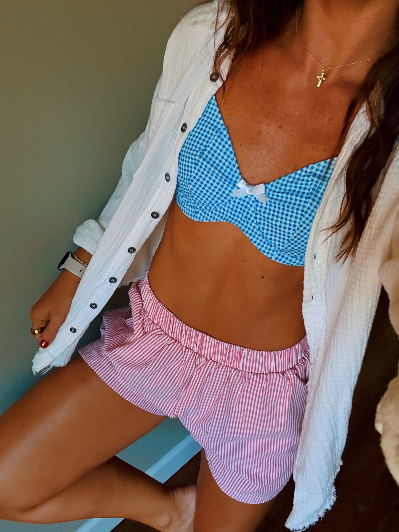 my first 4th of July lake fit ❤️🩵

so simple, yet so fun!! 
size S in the shorts 
size S bikini

#LTKSeasonal #LTKU #LTKStyleTip