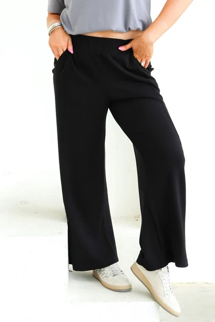 Tribal Black Pull On Wide Leg Ankle Pant | The Willow Tree