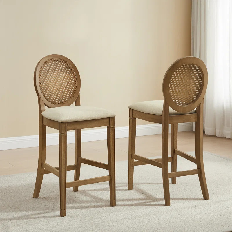 Jacolyn 2-piece Upholstered Cane-back Counter Stool Set (Set of 2) | Wayfair North America