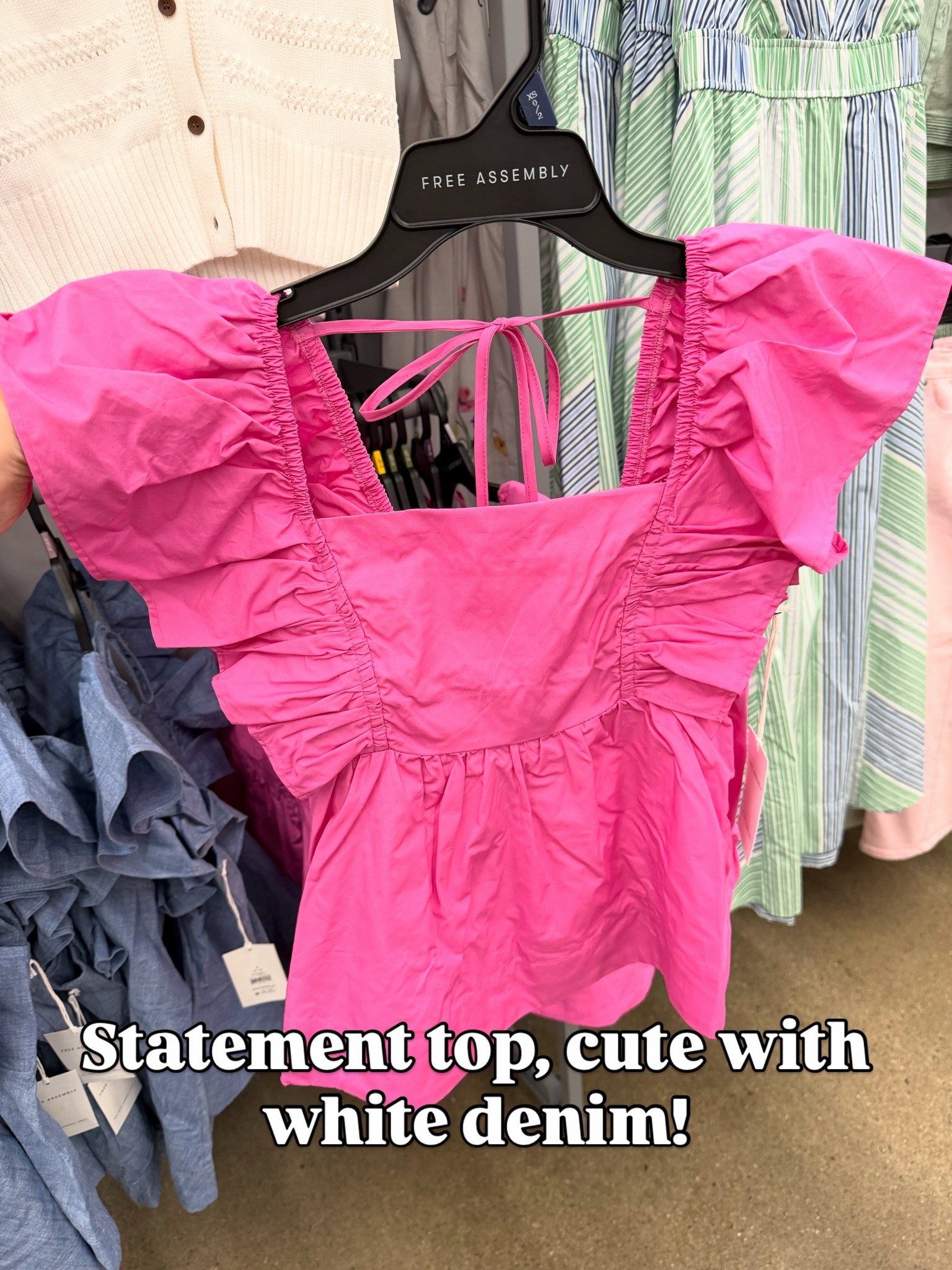 Hot pink flutter sleeve top at Walmart #walmartfashion