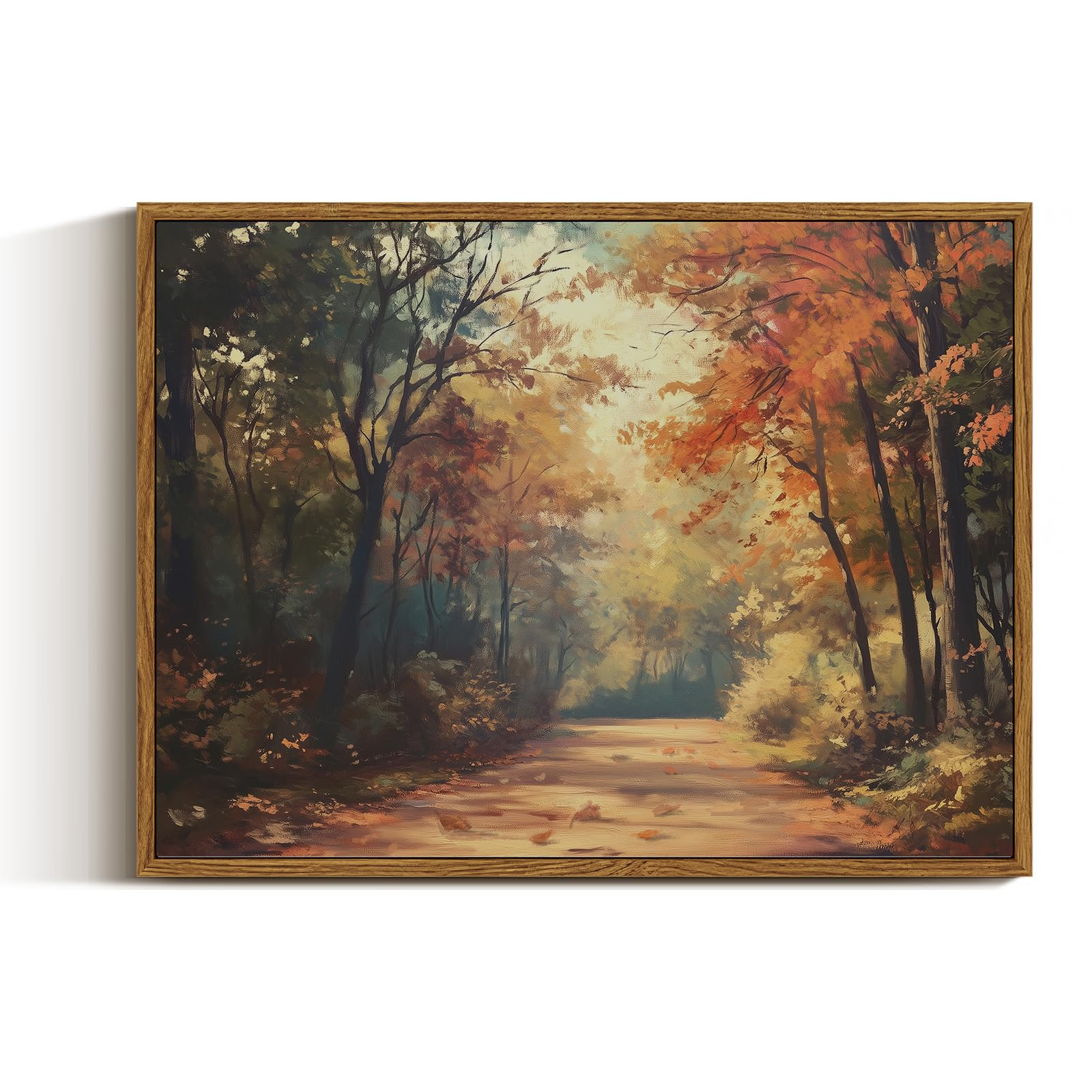 VIYYIEA Vintage Framed Canvas Wall Art, Autumn Forest Art Prints, Rustic Fall Landscape Decor for... | Amazon (US)