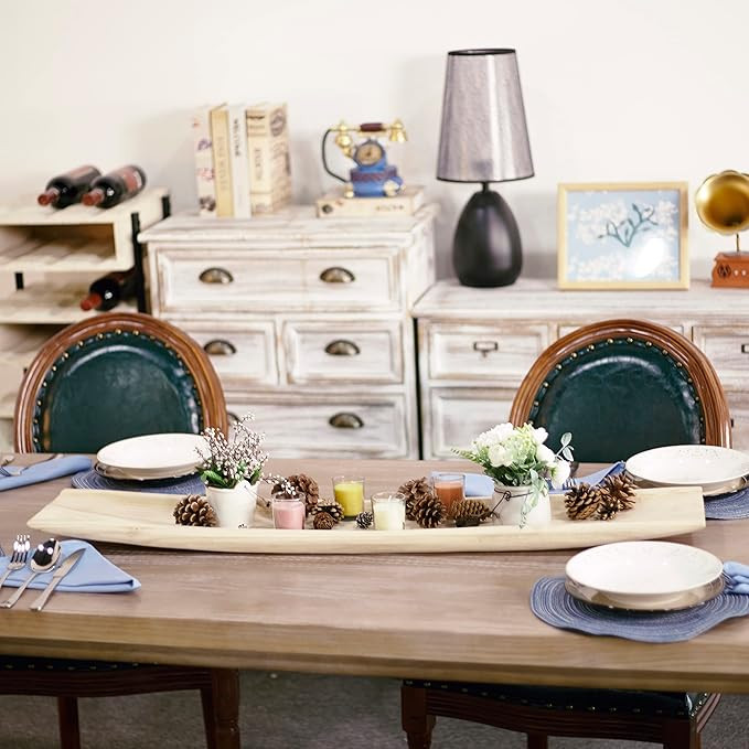 Athaliah 39.5Inch Extra Long Rustic Wooden Dough Bowls,Unfinished Wood Oblong Dough Bowl Hand Car... | Amazon (US)