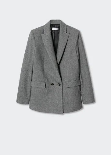 Houndstooth wool-blend blazer -  Women | Mango United Kingdom | MANGO (UK)