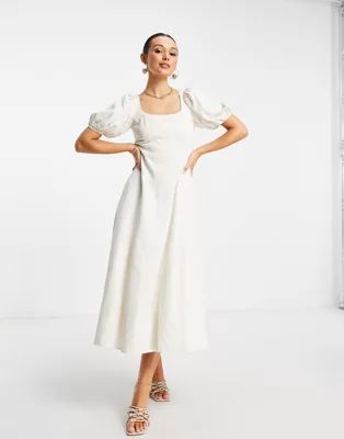 & Other Stories princess seam midi dress with open back in white | ASOS (Global)