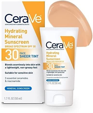 CeraVe Tinted Sunscreen with SPF 30 | Hydrating Mineral Sunscreen With Zinc Oxide & Titanium Diox... | Amazon (US)