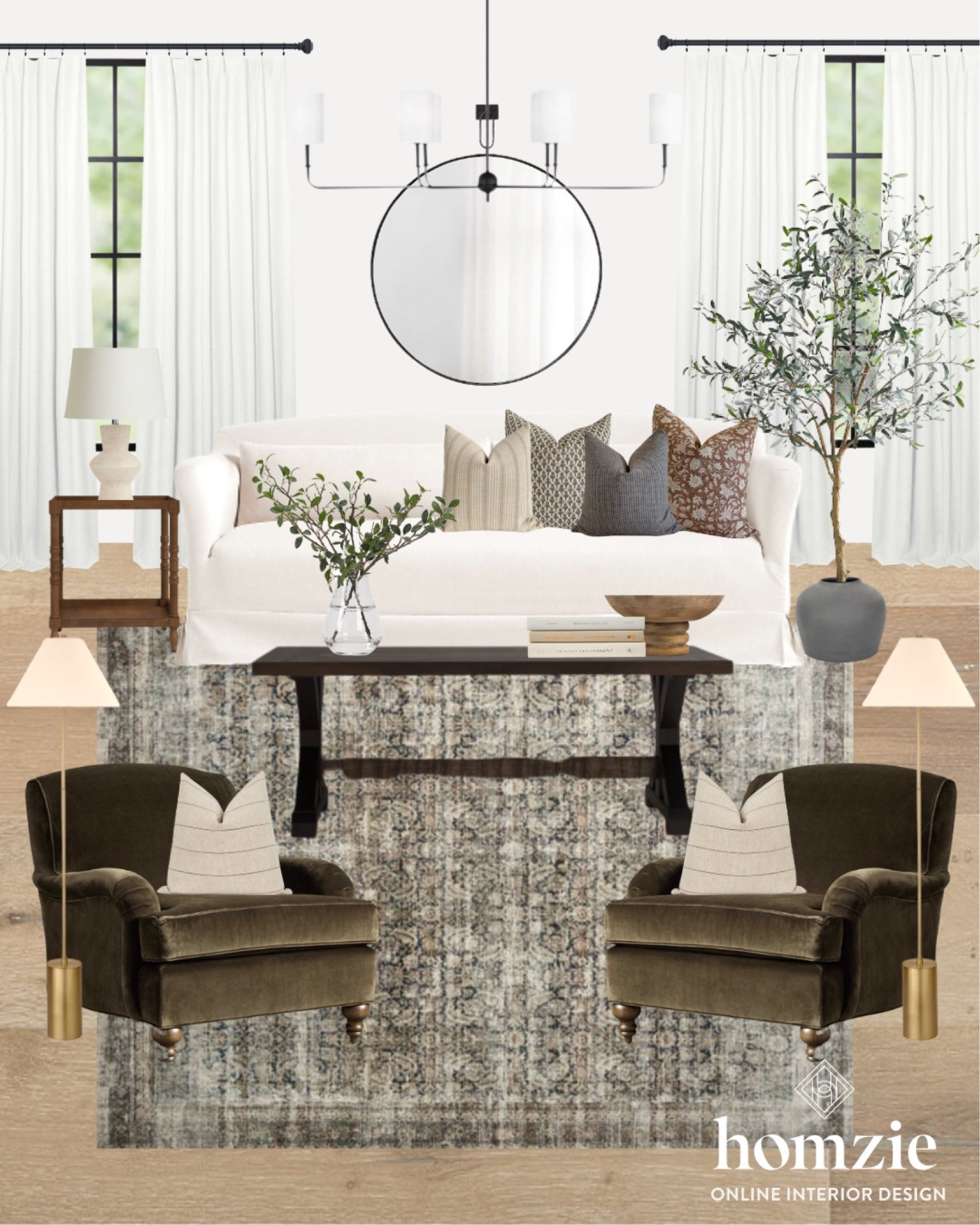 How stunning are the velvet green accent chairs?! Love this living room design! 

#LTKhome #LTKFind #LTKSeasonal