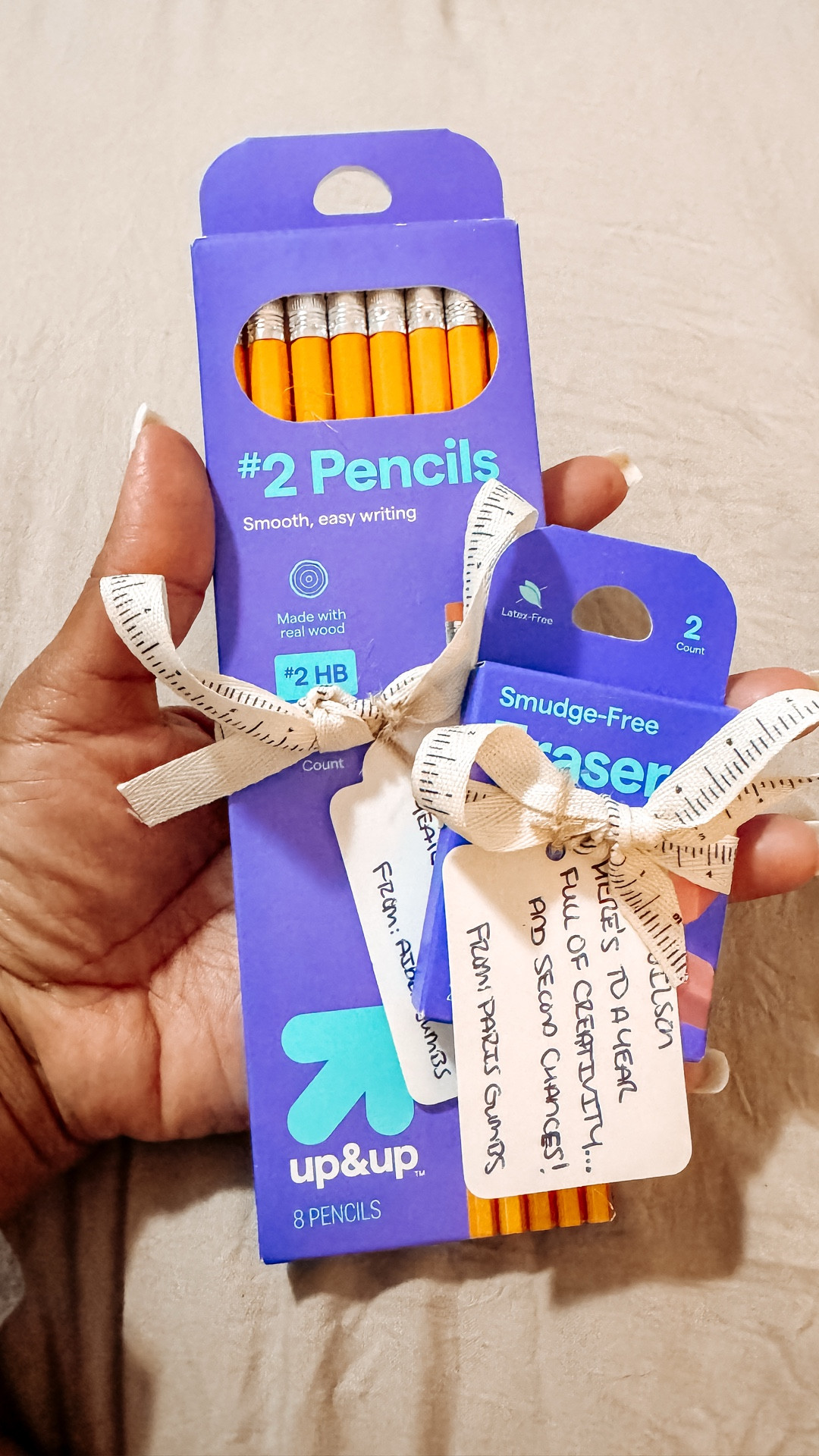 Need a quick and thoughtful teacher gift idea for back-to-school? 🎒⁣
⁣
Here’s a simple hack:⁣
✔️ Grab some pencils ✏️⁣
✔️ Add some fun erasers 🧽⁣
✔️ Split them up, pop on a cute tag, and you’ve got thoughtful gifts for all the teachers without overspending. 🙌🏾⁣
⁣
Perfect for Paris’s 4th grade crew, Aiden’s middle school teachers, and their shared art teacher. 🎨⁣
⁣
Save this for when you need last-minute teacher gifts that are still personal, practical, and easy to pull together!⁣
⁣
#BackToSchoolTips #TeacherGiftIdeas #MomHack #BudgetFriendlyGifts #DIYTeacherGifts #LifeWithTheGumbs #BackToSchoolReady #TeacherAppreciation #MomLife⁣

#LTKFamily #LTKSeasonal #LTKKids