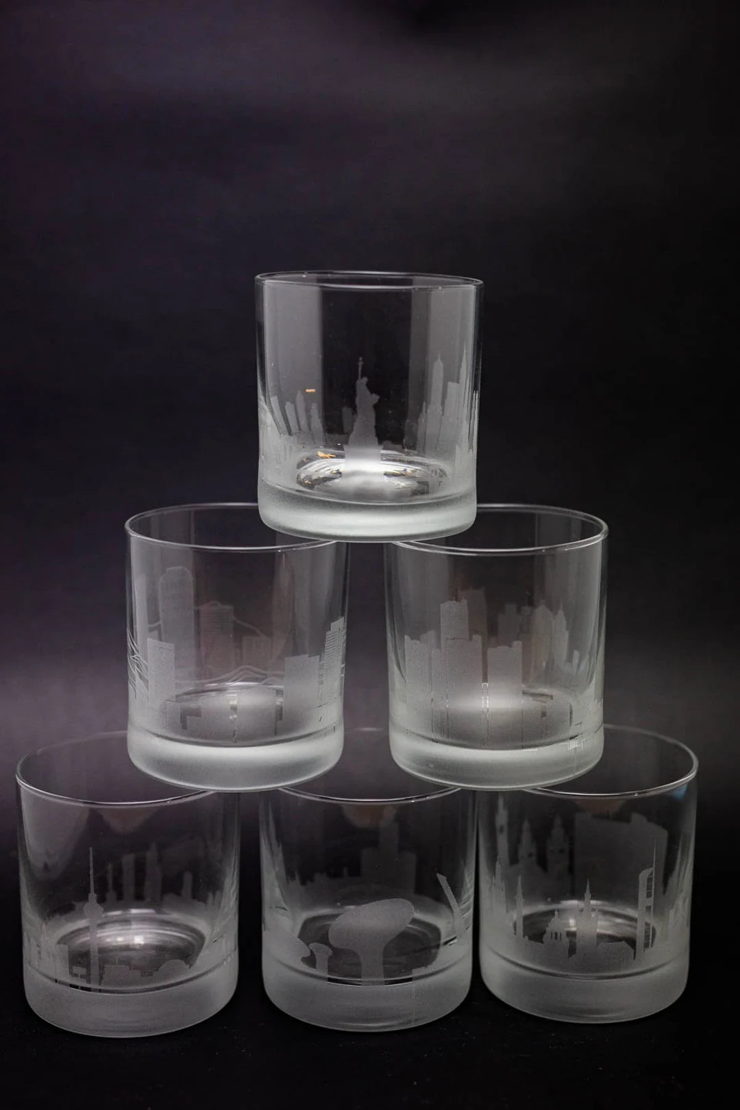 Request A Skyline Custom Etched Old Fashioned Rocks Whiskey Glass Barware Gift Set- Please Read L... | Etsy (US)