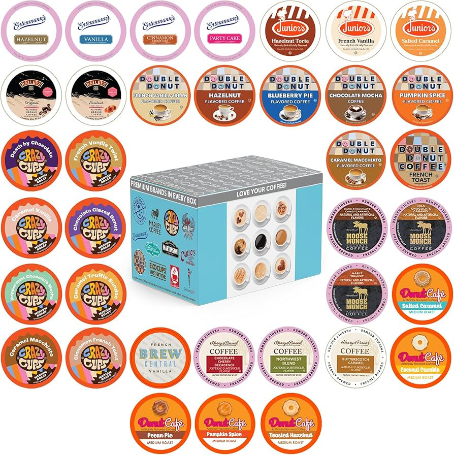 Crazy Cups Flavored Coffee Pods Variety Pack for Keurig K Cups Brewers, Assorted Flavored Coffee ... | Amazon (US)