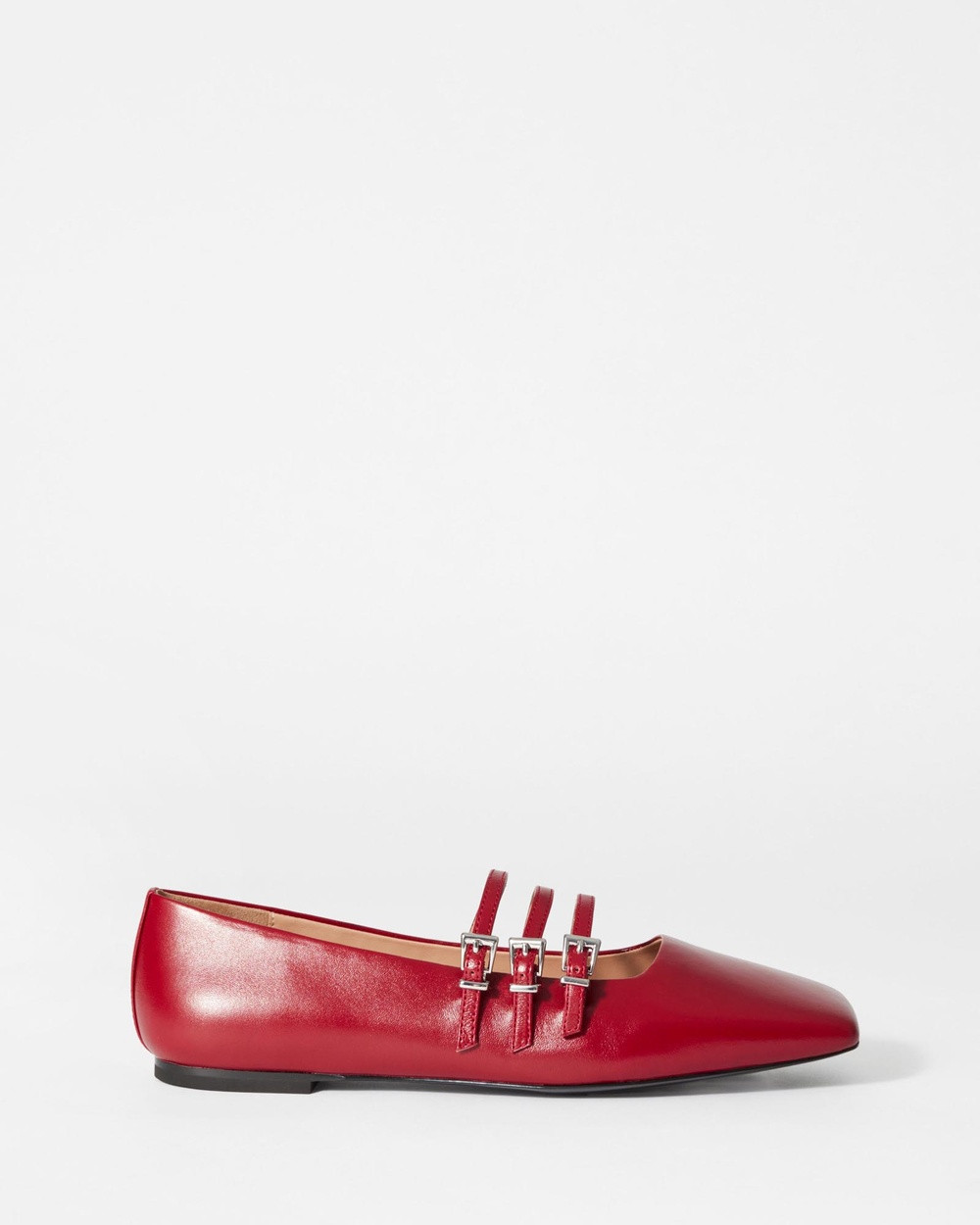 & Other Stories - Mary Jane Leather Ballet Flats - Ballet Flats (Red Bright) Mary-Jane Leather Ballet Flats | THE ICONIC (AU & NZ)