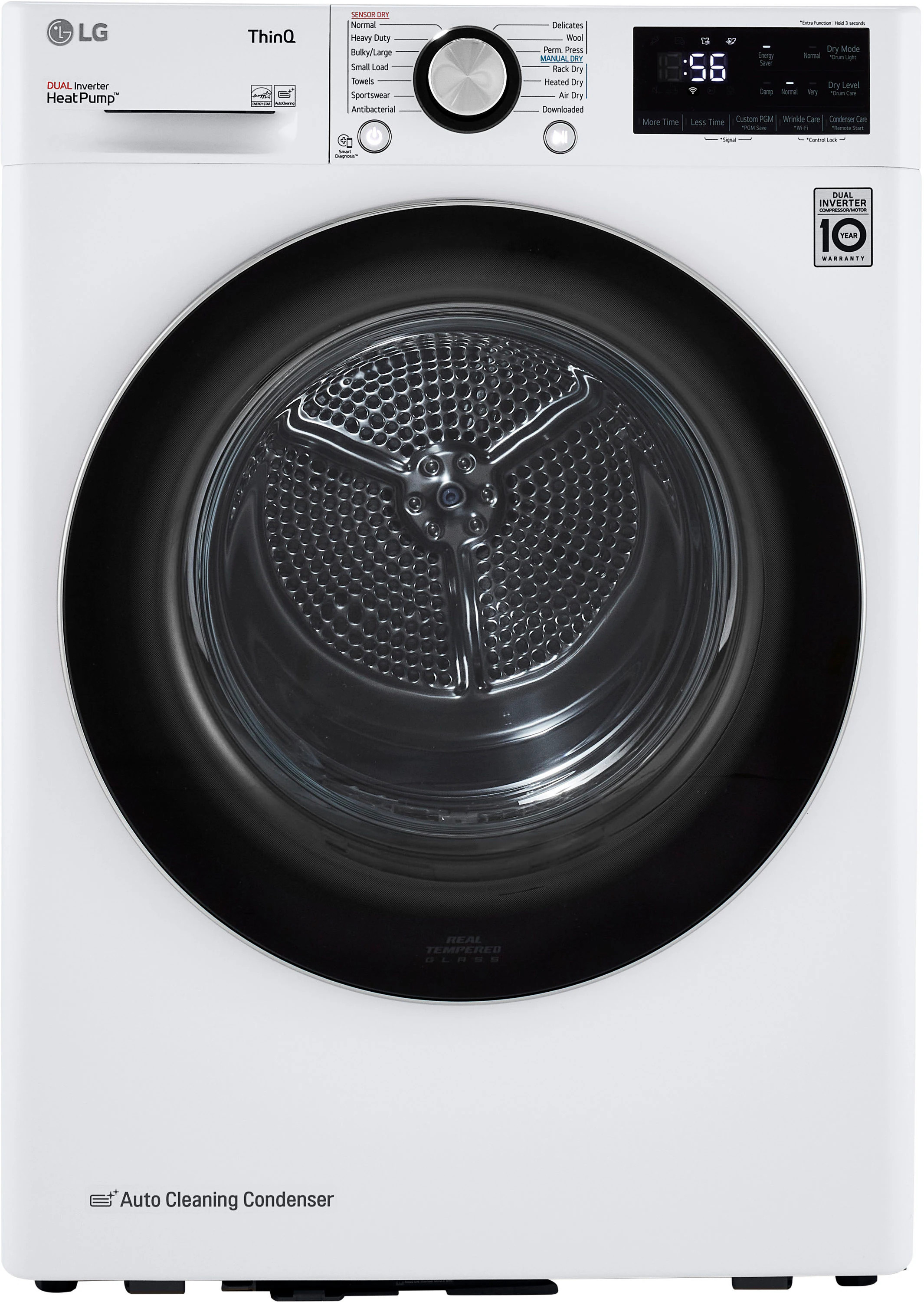 LG Compact 4.2-cu ft Stackable Ventless Electric Dryer ( White ) Stainless Steel | DLHC1455W | Lowe's