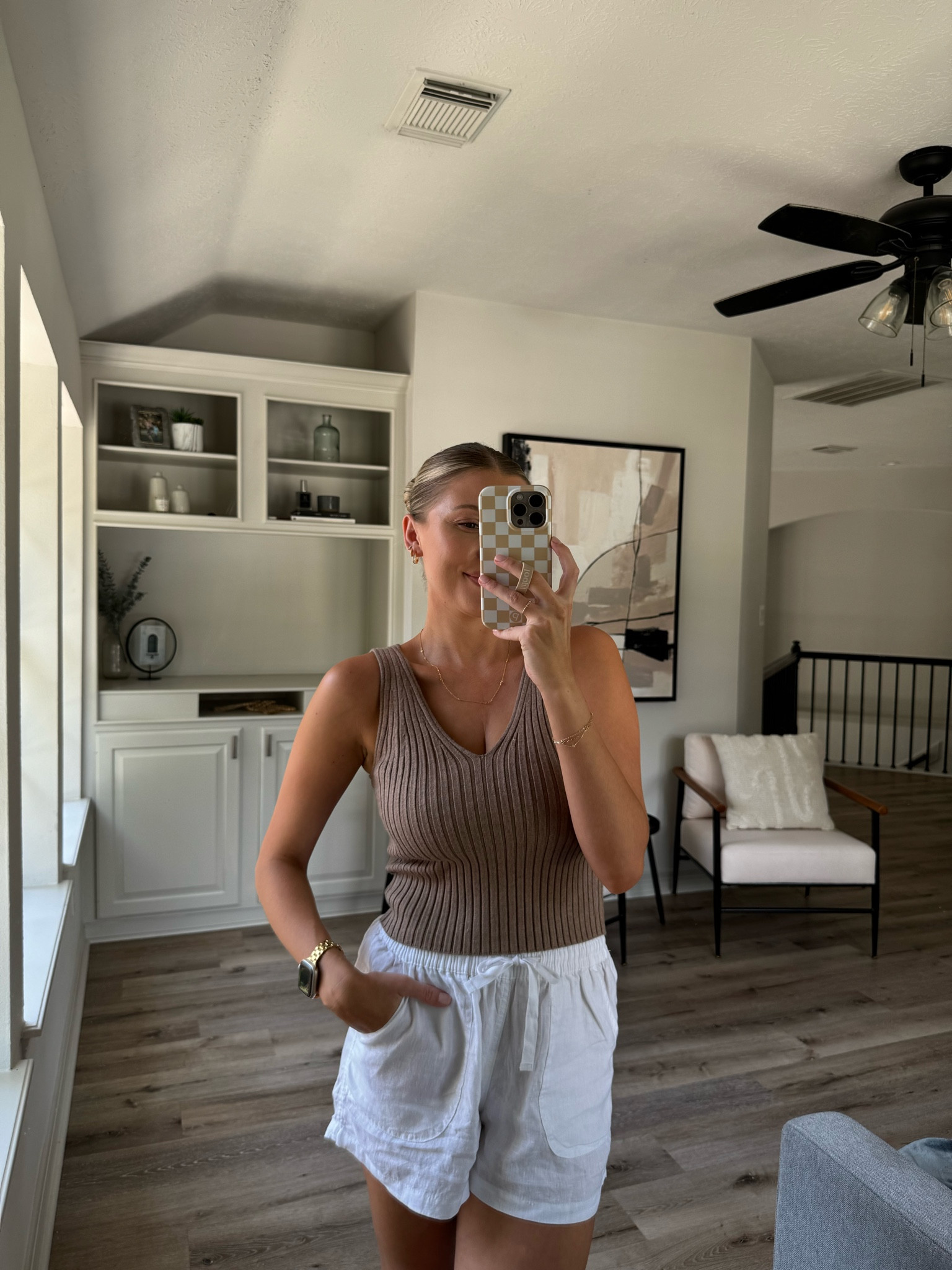 Casual summer outfit - wearing a S in tank and linen shorts! Shorts are slightly sheer. Need nude undies! 

#LTKStyleTip #LTKSeasonal