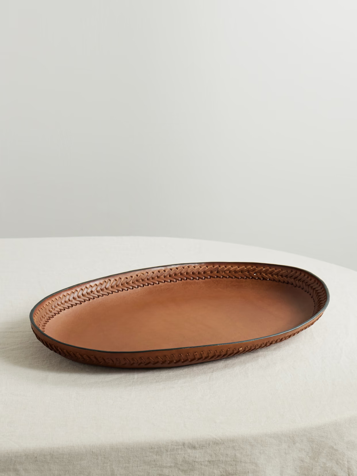 Hunting Season - Oval Whipstitched Leather Tray - Brown | NET-A-PORTER (US)