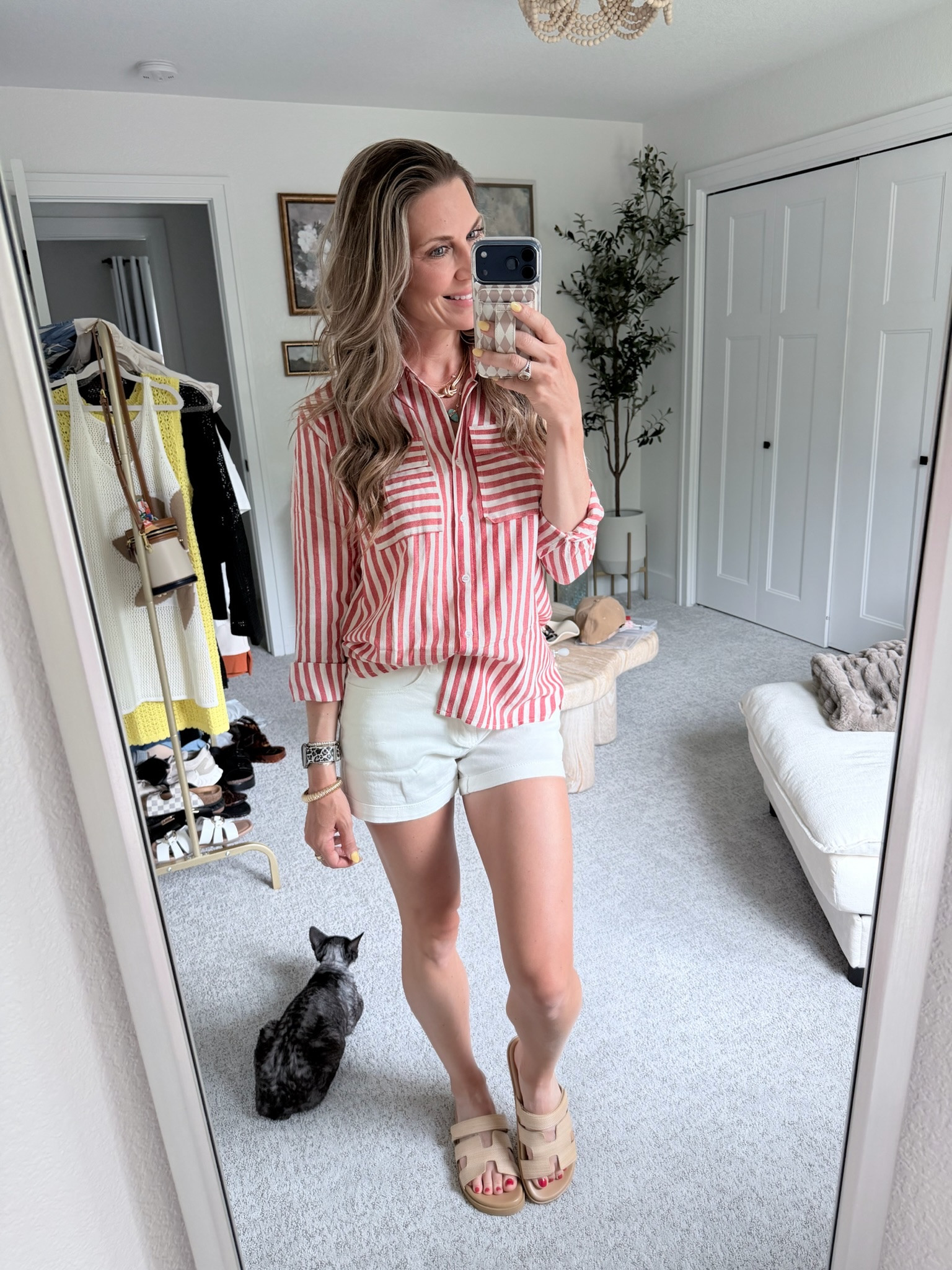 The perfect linen button down paired with the best denim white shorts! Entire outfit is from Amazon

#LTKootd #LTKgrwm #LTKOver40