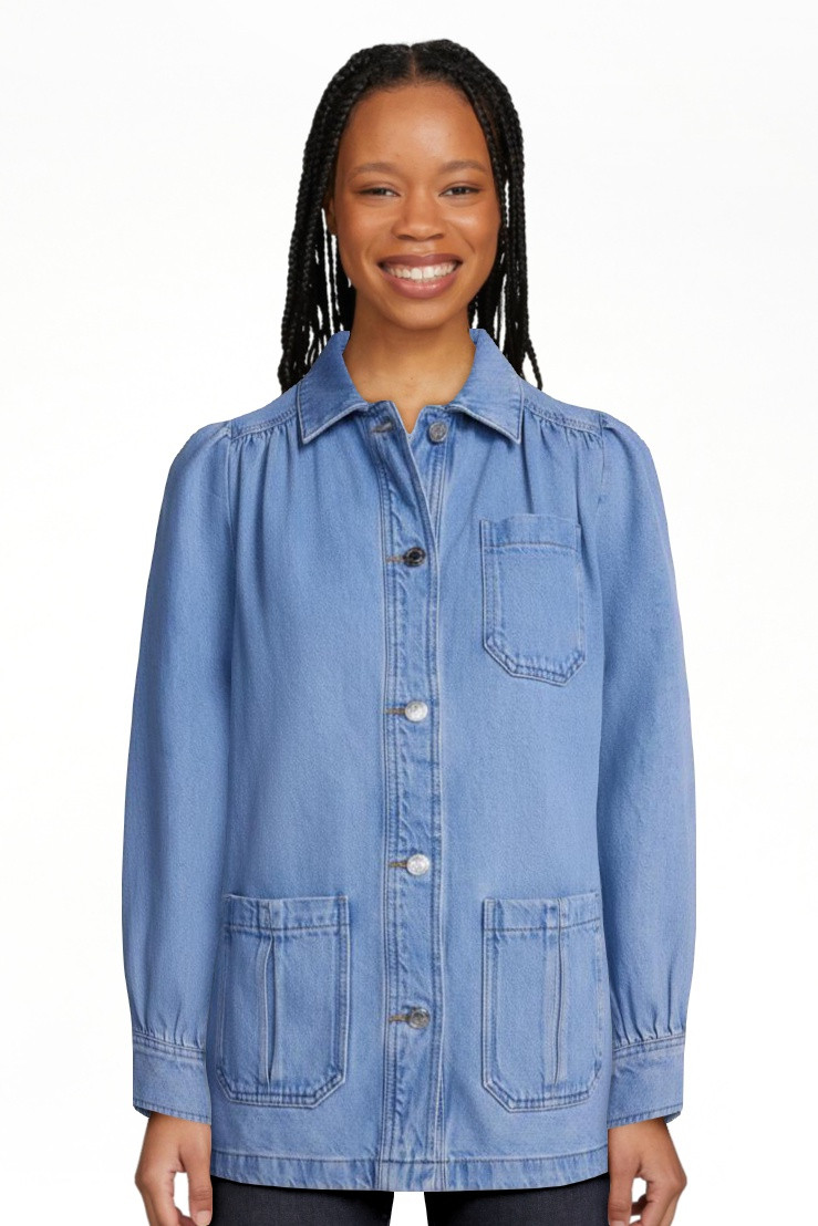 Scenario Women's and Women's Plus Chore Jacket with Long Puff Sleeves, Sizes XS-4X | Walmart (US)