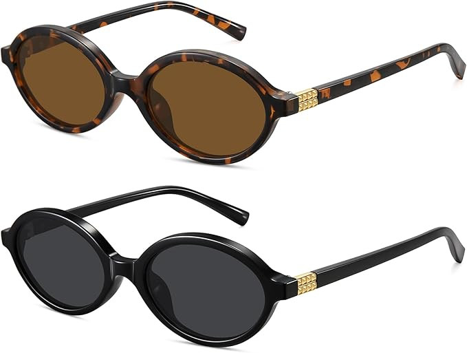 WOWSUN Retro Oval Sunglasses Womens Trendy Sun Glasses Sunnies UV400 Protection | Amazon (US)