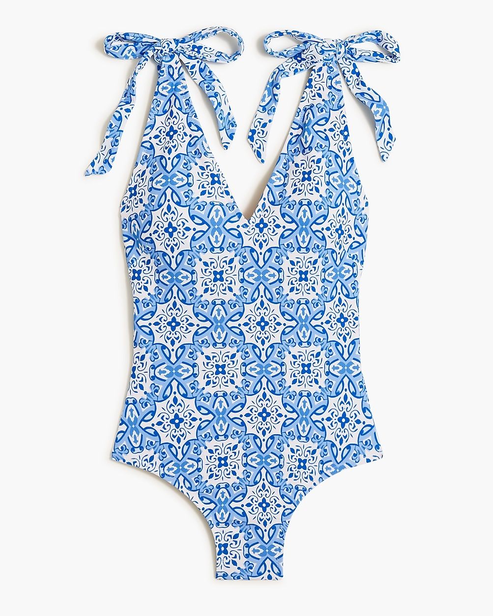 Printed tie-shoulder one-piece swimsuit | J.Crew Factory