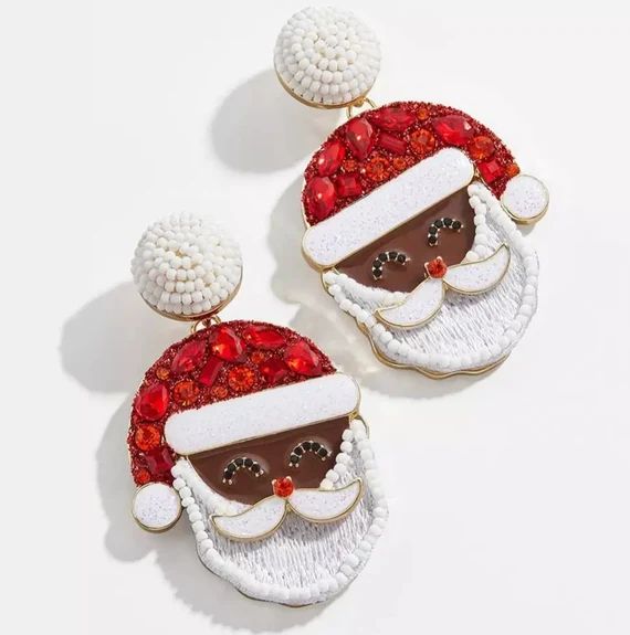 Black Santa Claus Earrings  Black Ms. Claus Drop Earrings  | Etsy | Etsy (US)