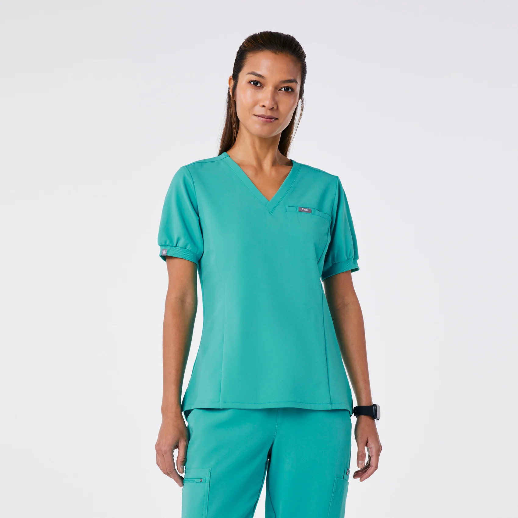 Women's Peridot Puff Sleeve Scrub Top - Oasis · FIGS | FIGS