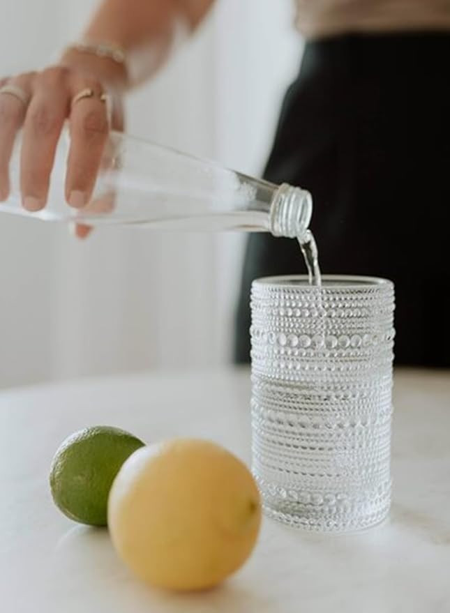 ZOOFOX Set of 6 Vintage Drinking Glasses, 13 oz Clear Hobnail Glasses Tumbler, Embossed Design Gl... | Amazon (US)