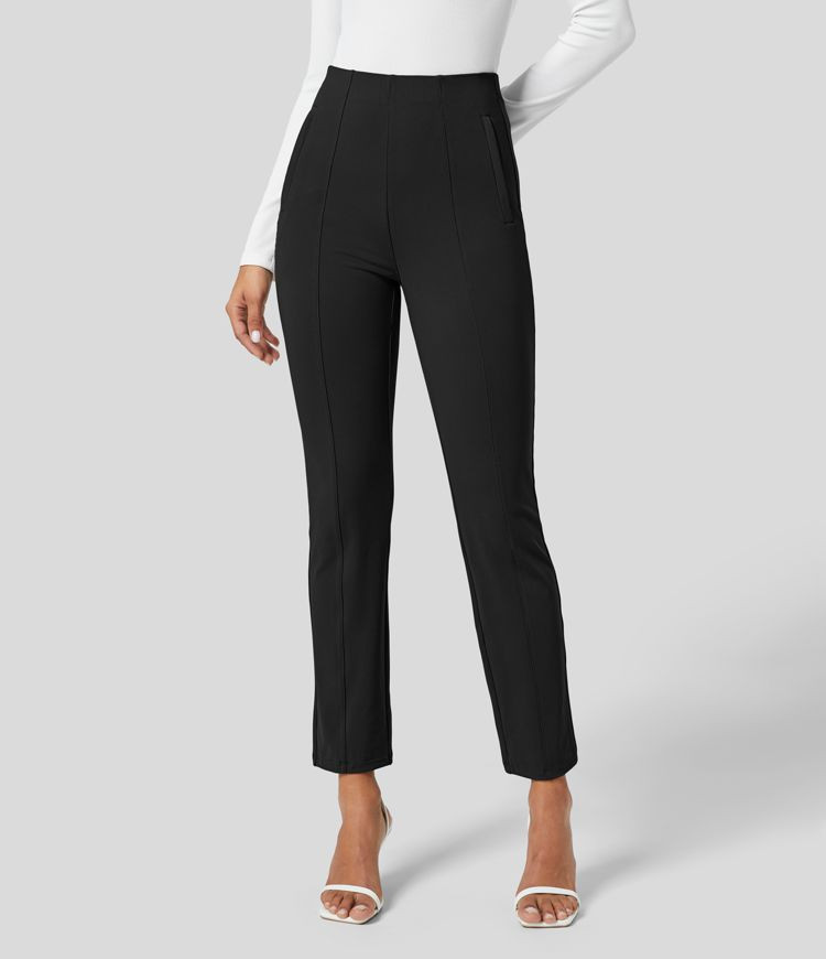 High Waisted Side Zip Pocket 7/8 Work Pants | HALARA
