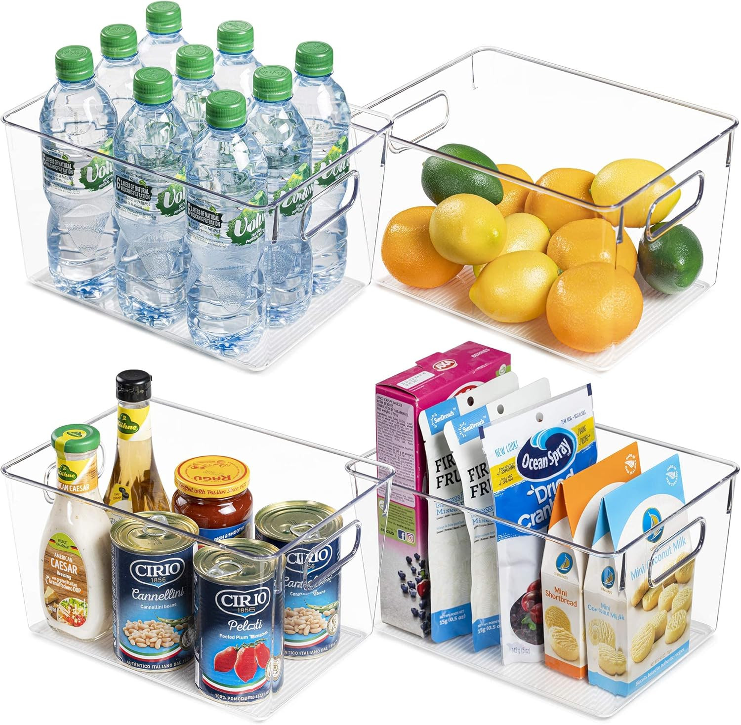 Vtopmart Clear Plastic Pantry Organizer Bins, 4 PCS Food Storage Bins with Handle for Refrigerato... | Amazon (US)