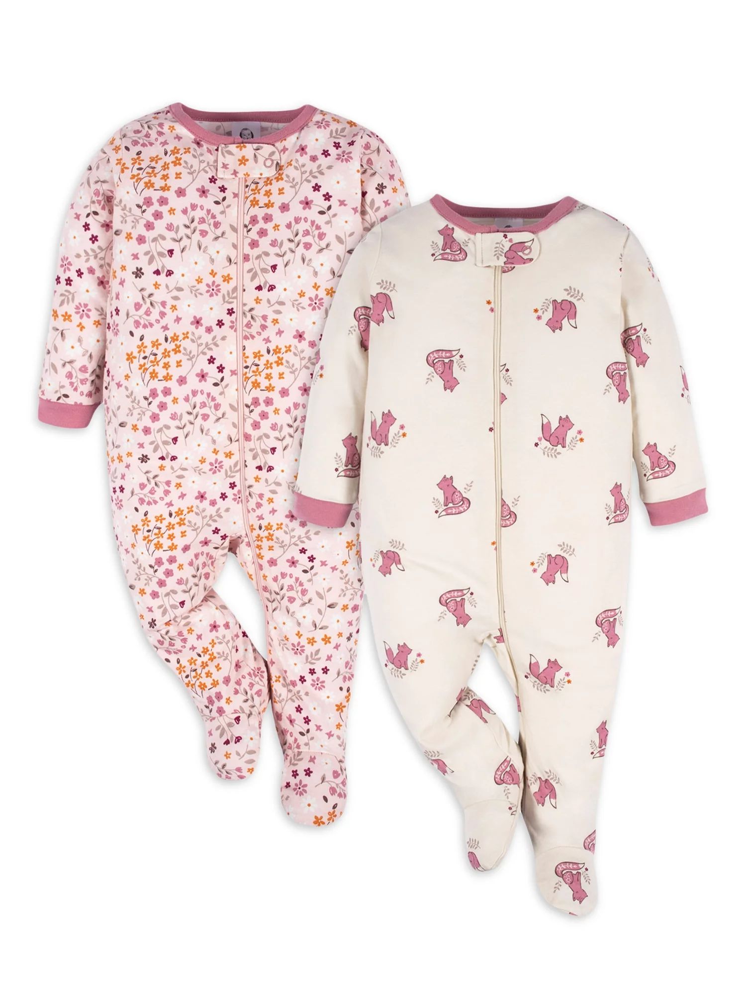 Gerber Baby Girl Sleep N Play, 2-Pack, Sizes Newborn - 3/6 Months - Walmart.com | Walmart (US)