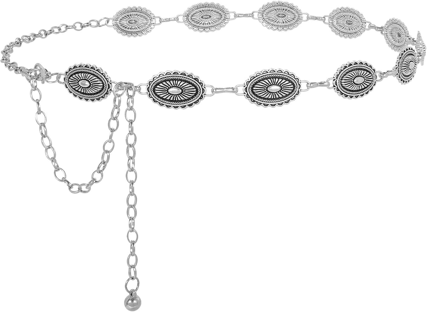 Chain Belt Concho Belts for Women, Silver Chain Belts for Women Western Waist Chain Belt for Dres... | Amazon (US)