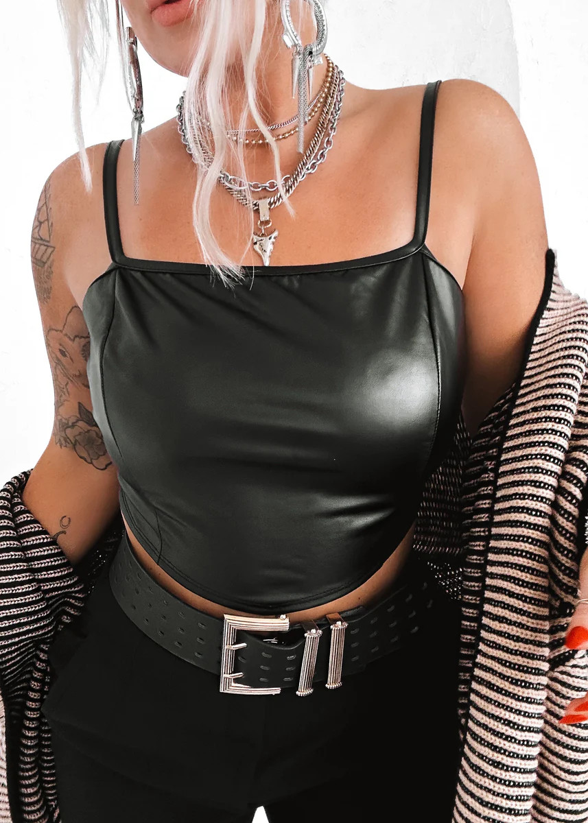 GOTTA HAVE IT FAUX LEATHER TANK | Pebby Forevee