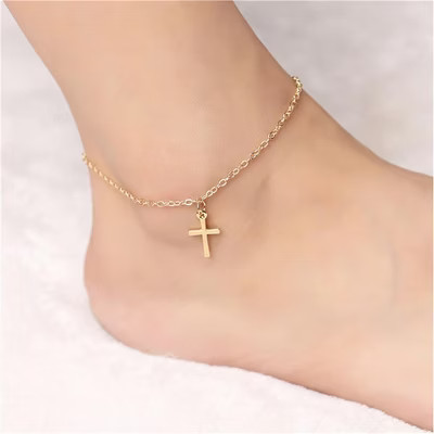 RMZ GOLD NYC 18K-Gold-Plated Hanging Cross Anklet | Target