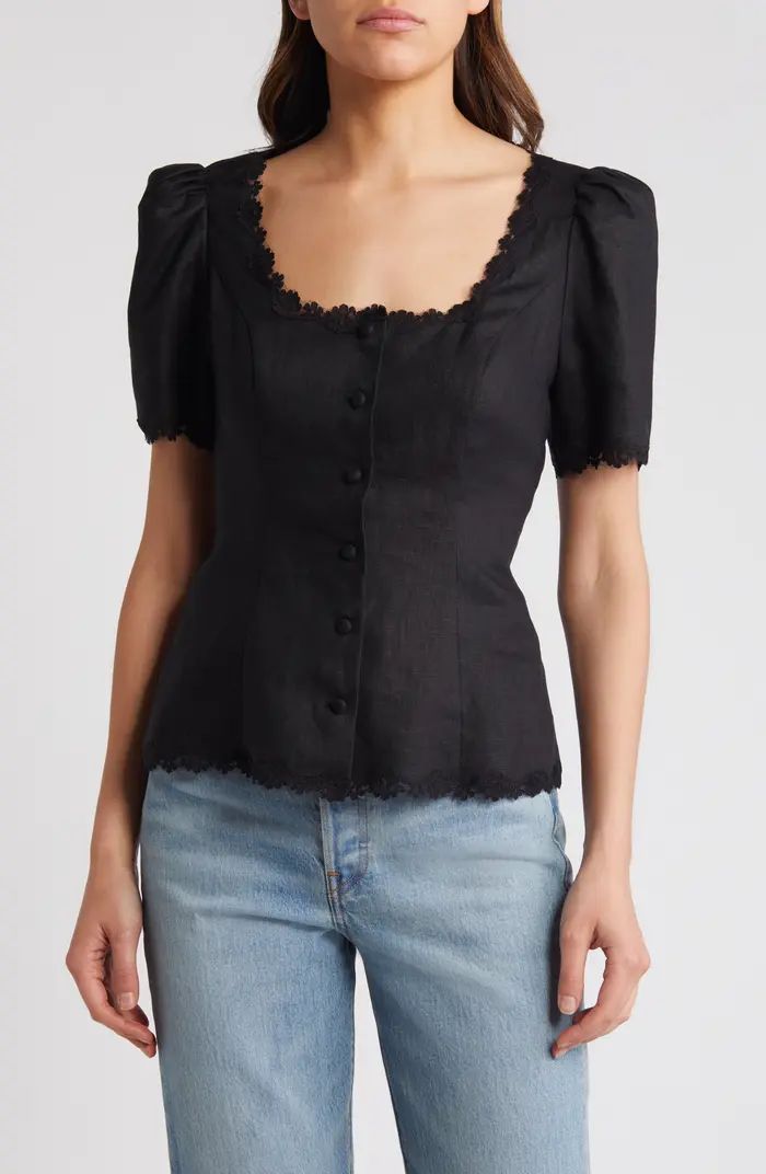 Anabella Linen Button-Up Top | Nordstrom