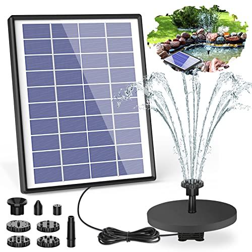 AISITIN 6.5W Solar Fountain Pump Built-in 1500mAh Battery, Solar Water Pump Floating Fountain with 6 | Amazon (US)