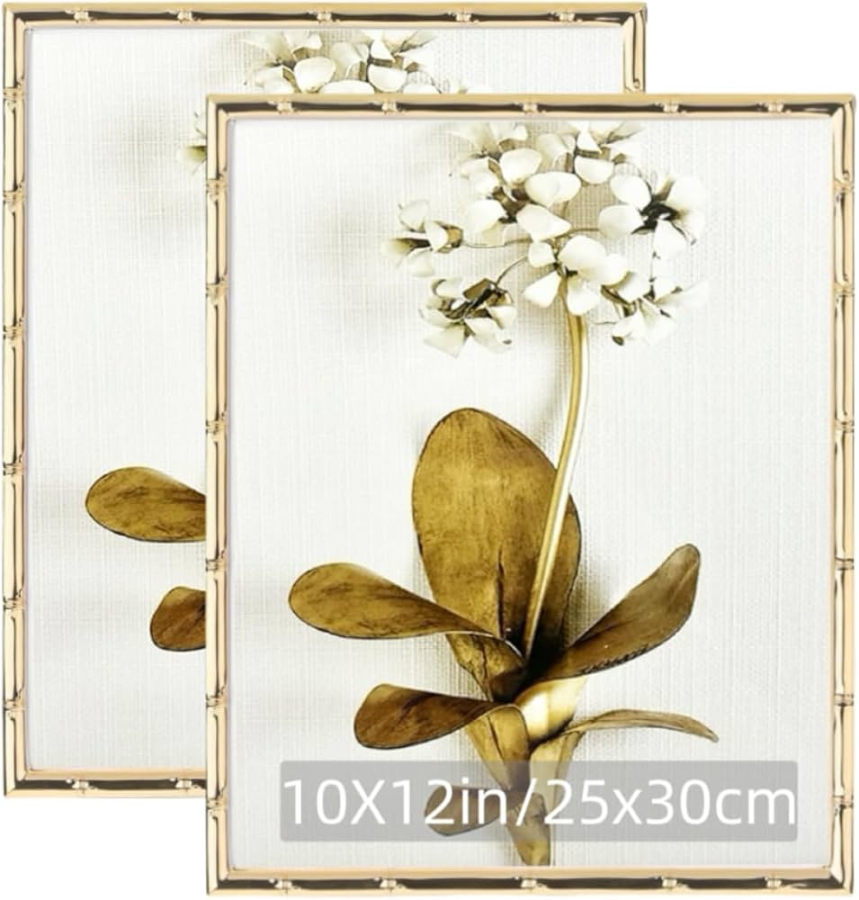 10"x12" Picture Frame Gold Metal Bamboo Design,for Photo 10 by 12 Vertical or 12 by 10 Horizontal... | Amazon (US)