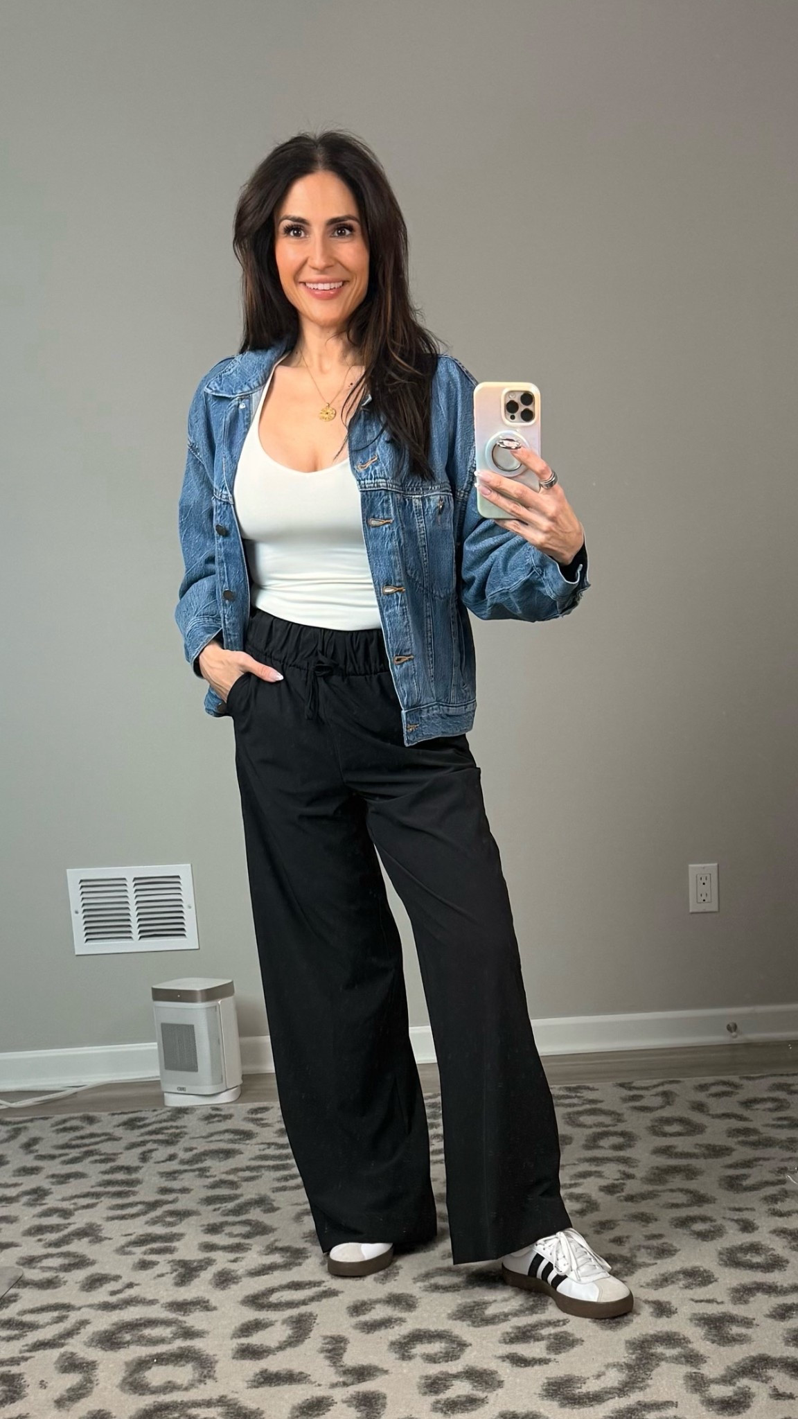 Spring outfit idea from Target 💙

This denim jacket is 30% off and such a good layering piece for casual spring outfits. Paired it with a basic tee, black wide leg pants, and sneakers for an easy everyday outfit.✨
@Target 

#LTKOver40 #LTKSaleAlert #LTKootd
